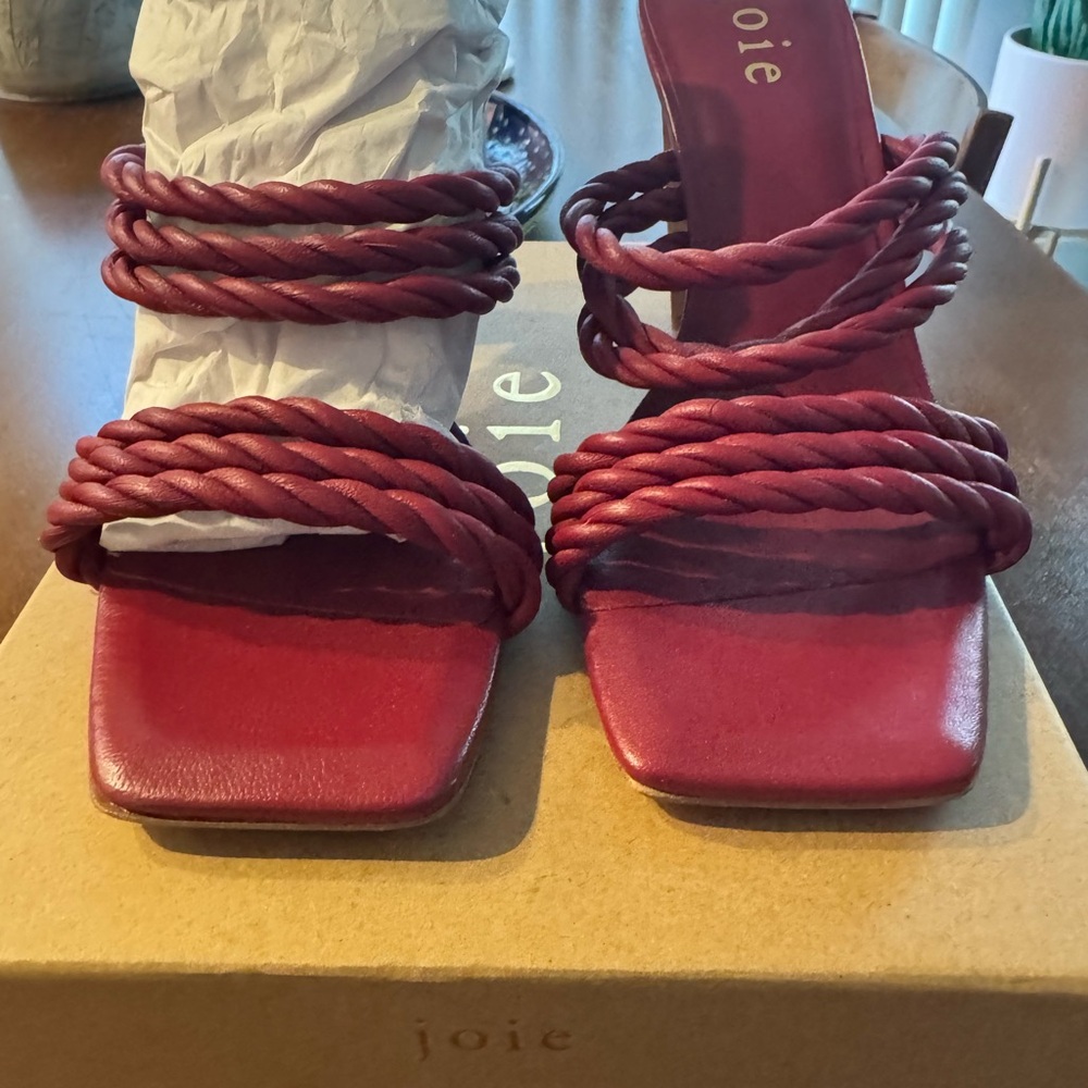 Joie Burgundy Twisted Strap Heels